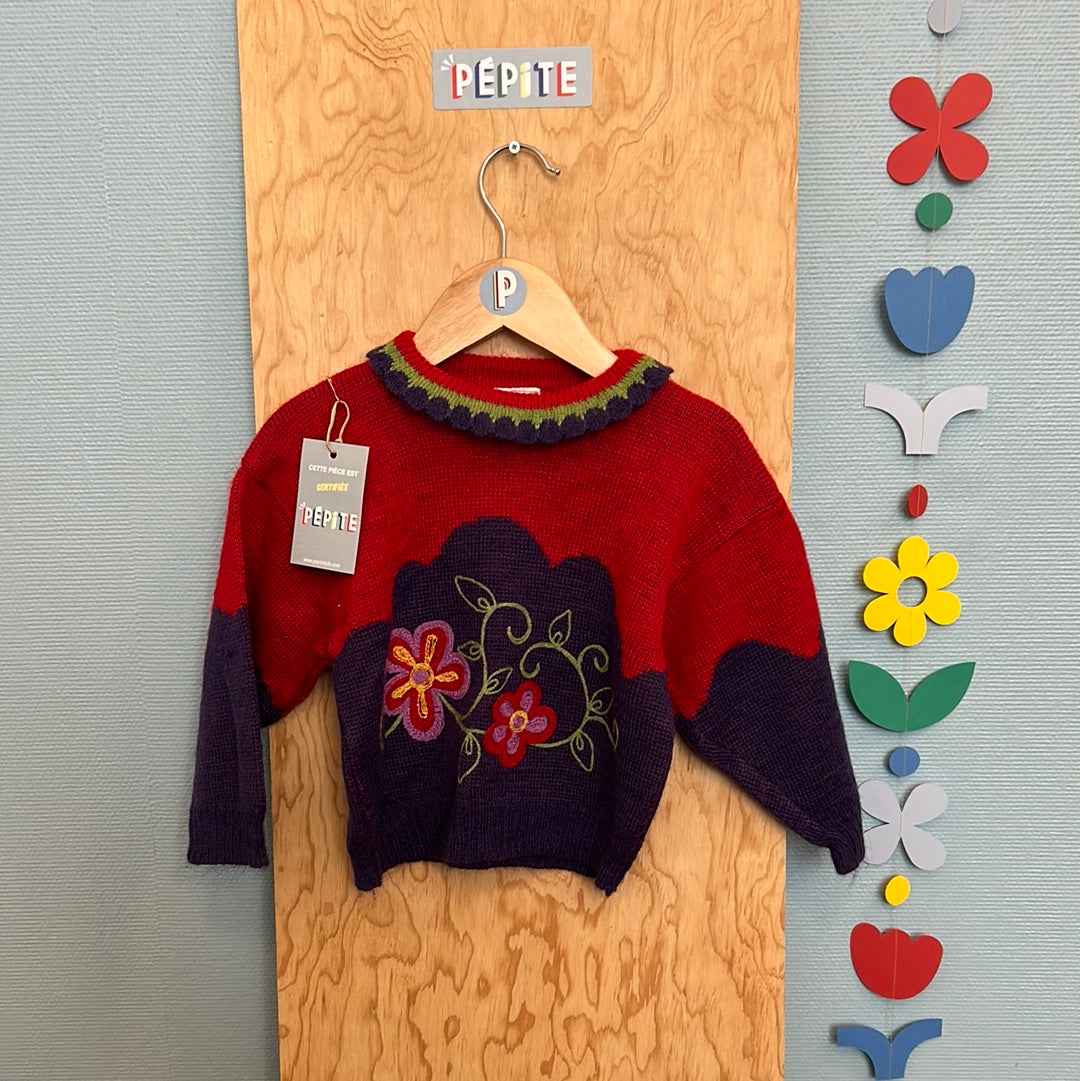 Pull fleuri colerette jolie