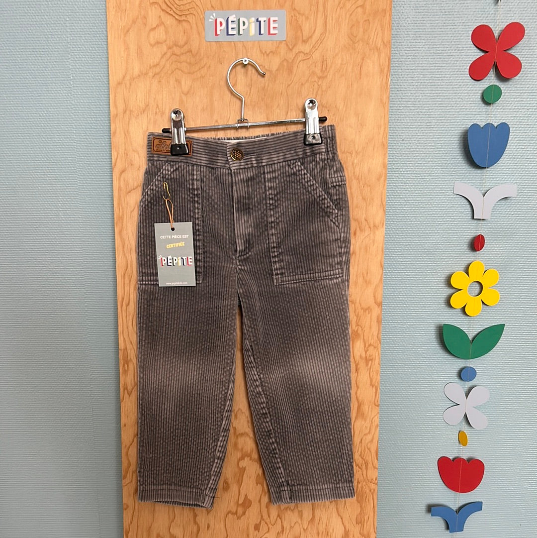 Pantalon gris souris velours côtelé