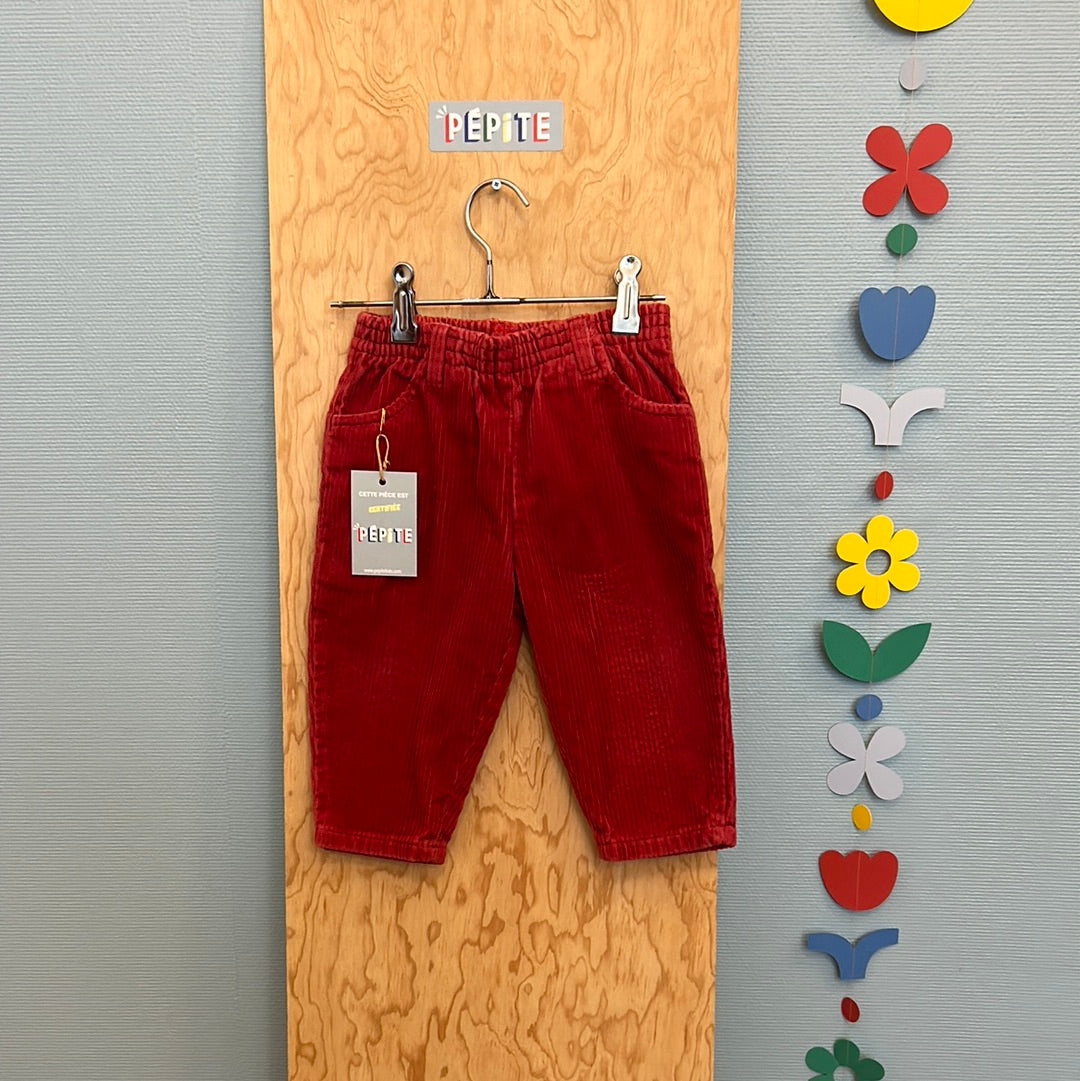 Pantalon velours côtelé rouge carmin
