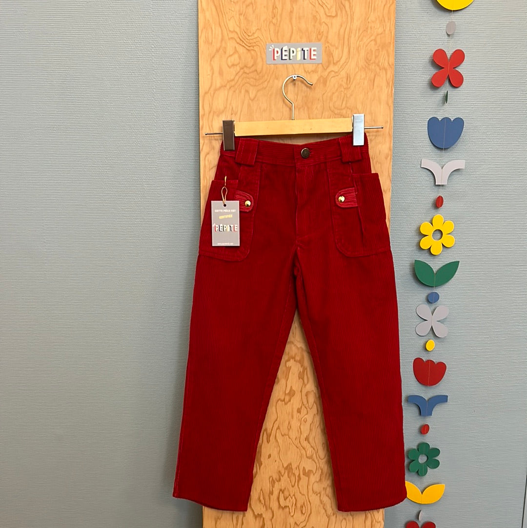 Pantalon velours rouge