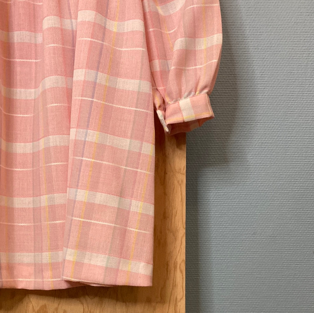 Robe à carreaux col Claudine rose