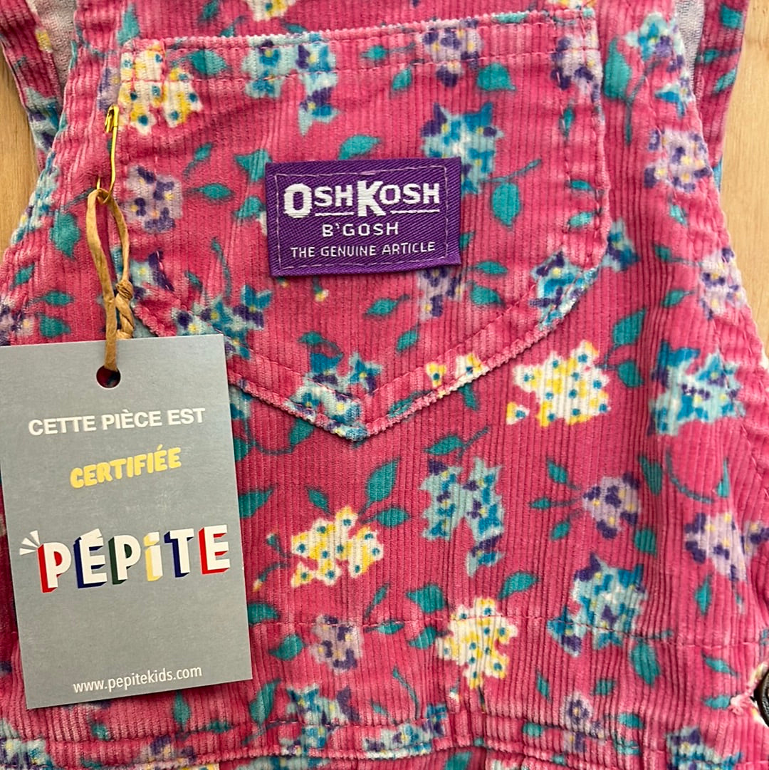 Salopette Oshkosh velours rose à fleurs