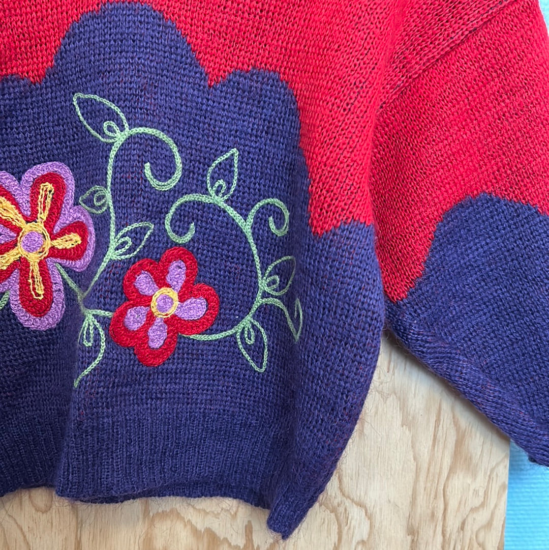 Pull fleuri colerette jolie