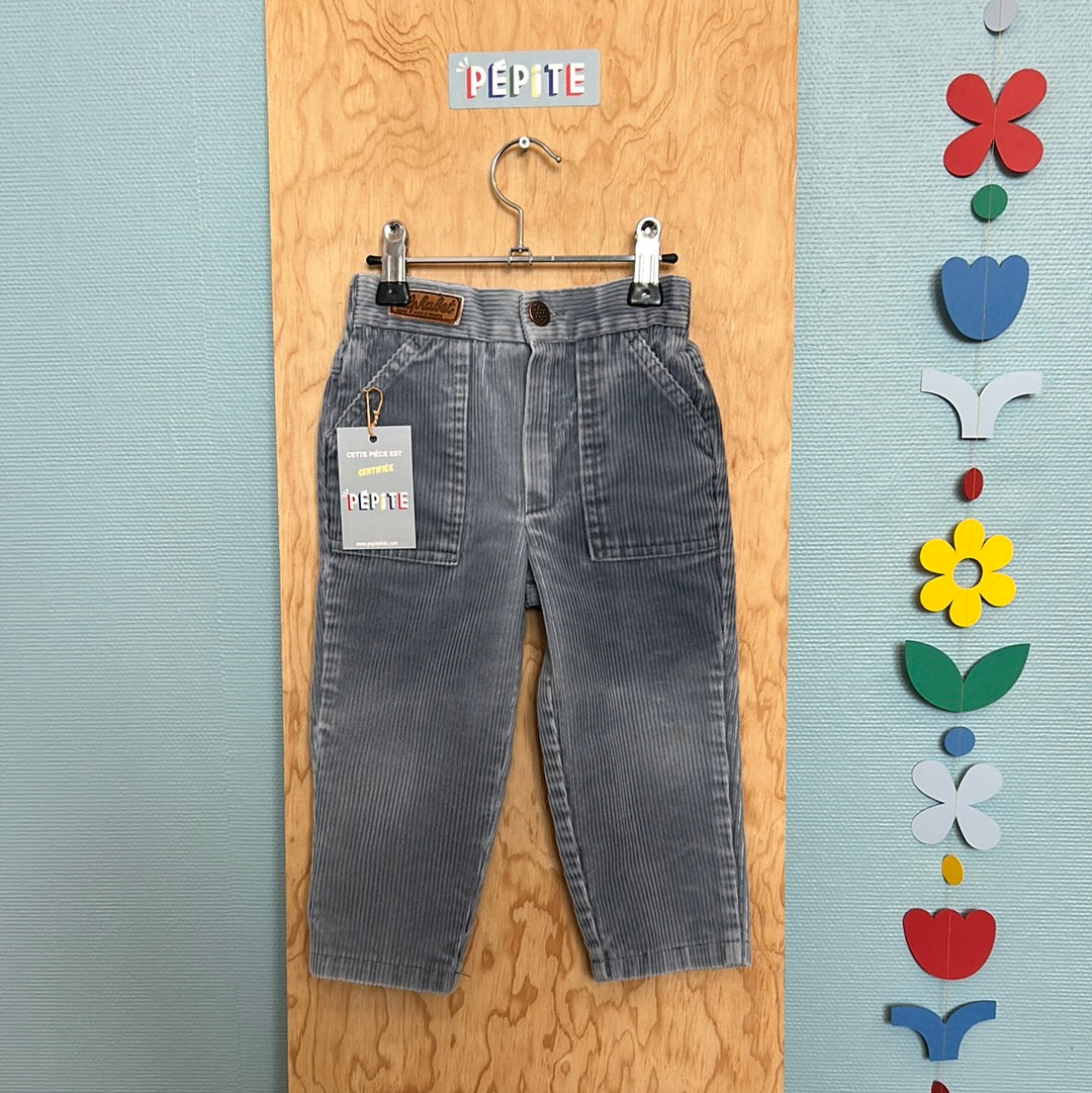 Pantalon gris bleu velours côtelé