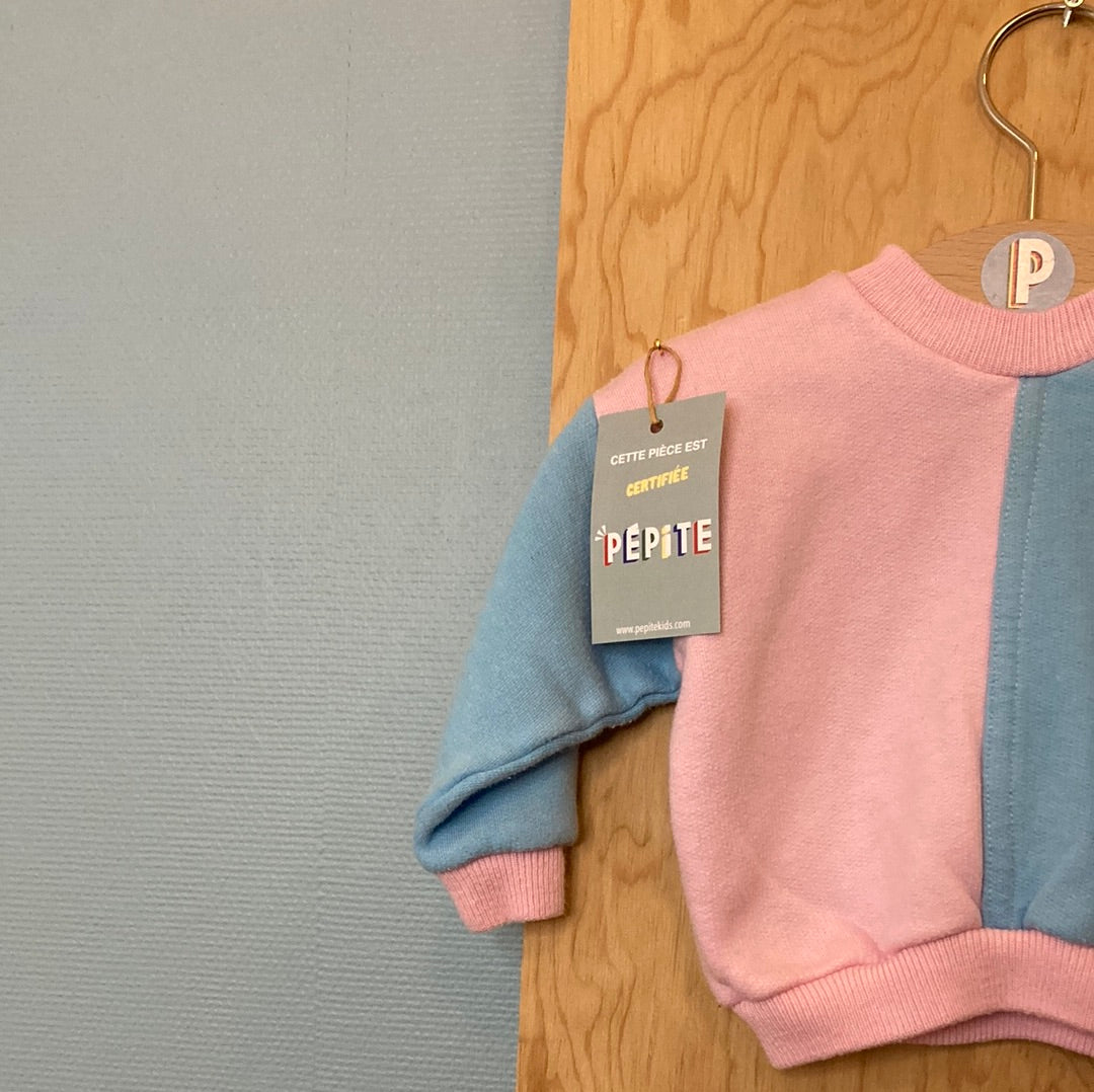 Sweat bleu et rose