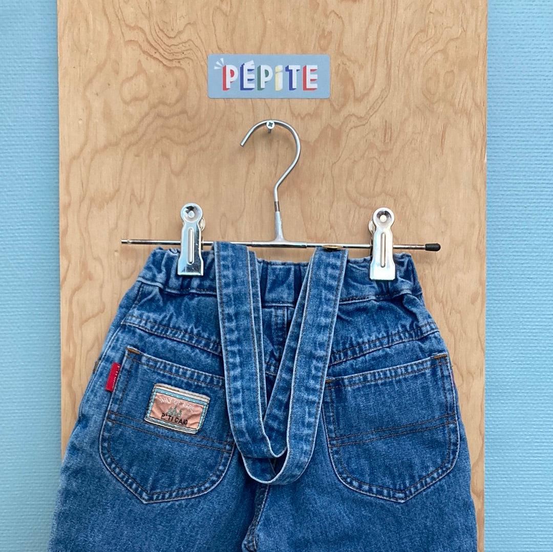 Pantalon denim à bretelles p’ti caid