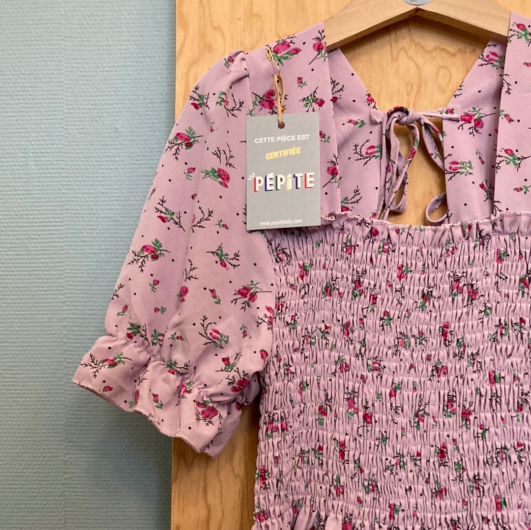 Robe fleurie smockée ultra longue