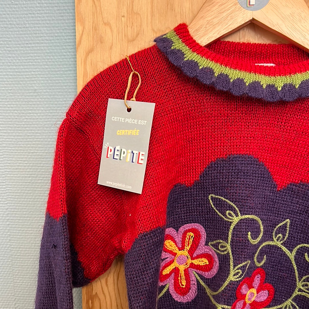 Pull fleuri colerette jolie