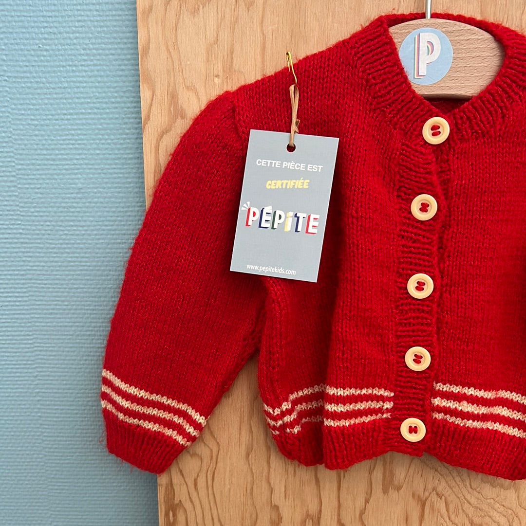 Tricot gilet rouge tomate