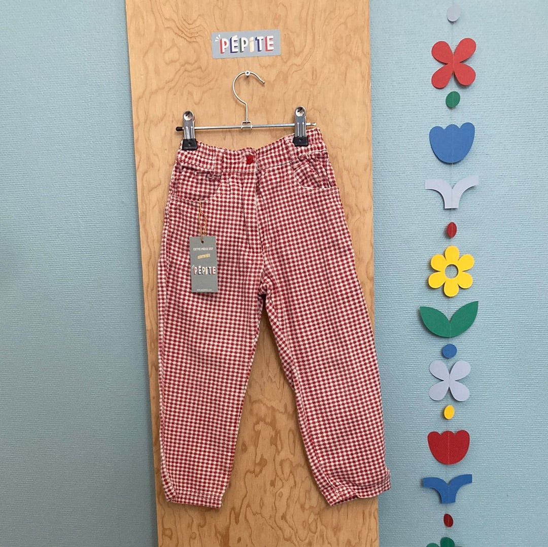 Pantalon pied de poule rouge