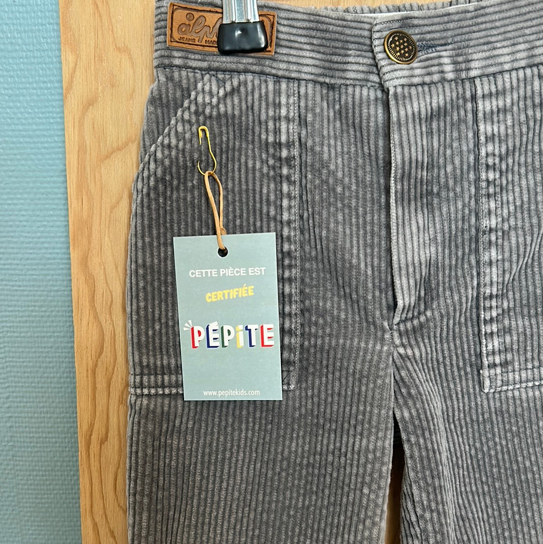 Pantalon gris souris velours côtelé