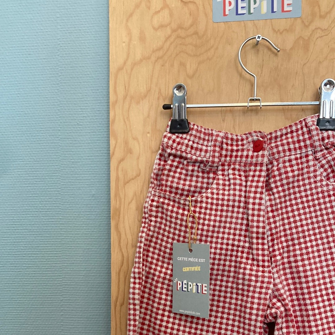 Pantalon pied de poule rouge