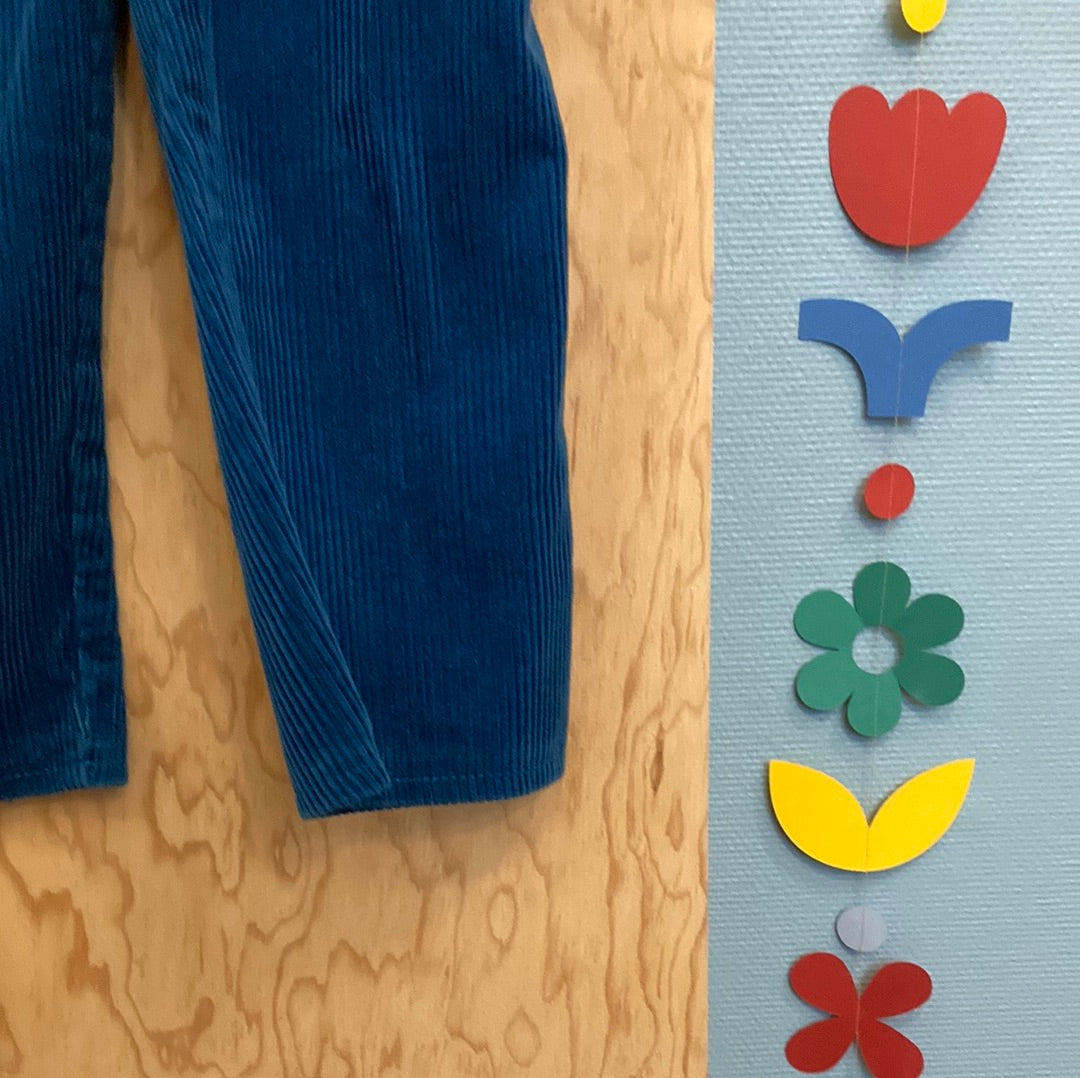 Pantalon velours bleu canard