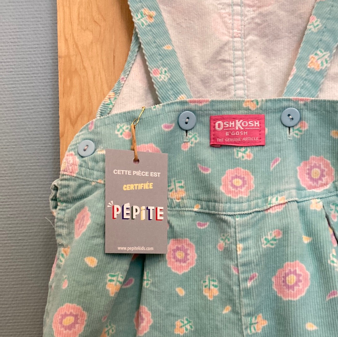 Salopette OshKosh fleurie velours côtelé