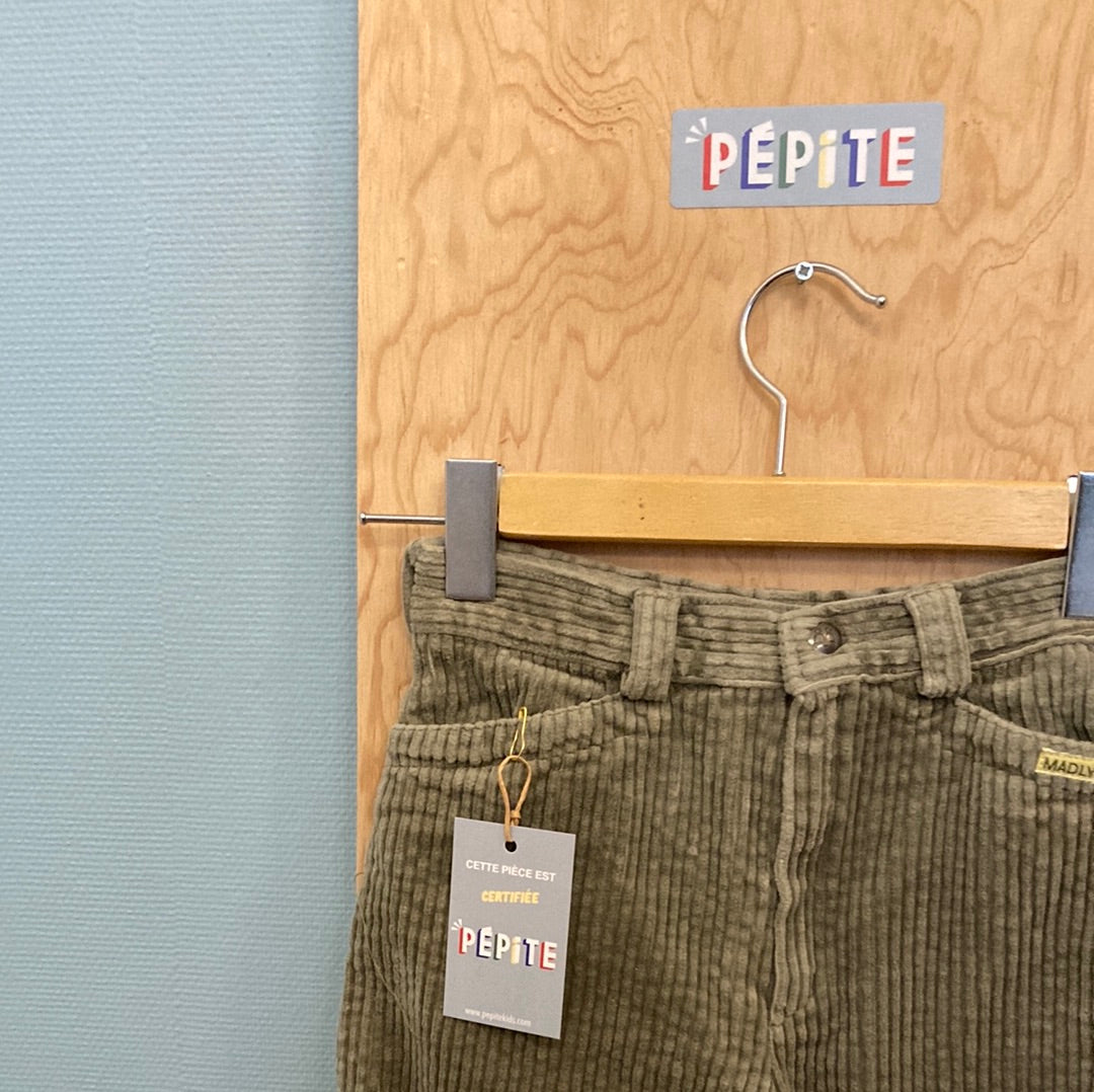 Pantalon velours vert sauge