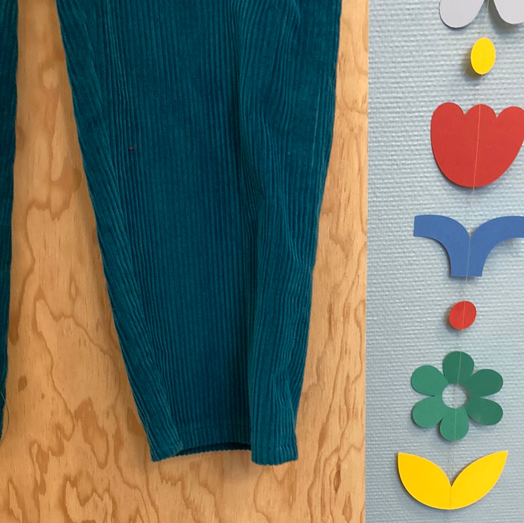 Pantalon velours bleu-vert