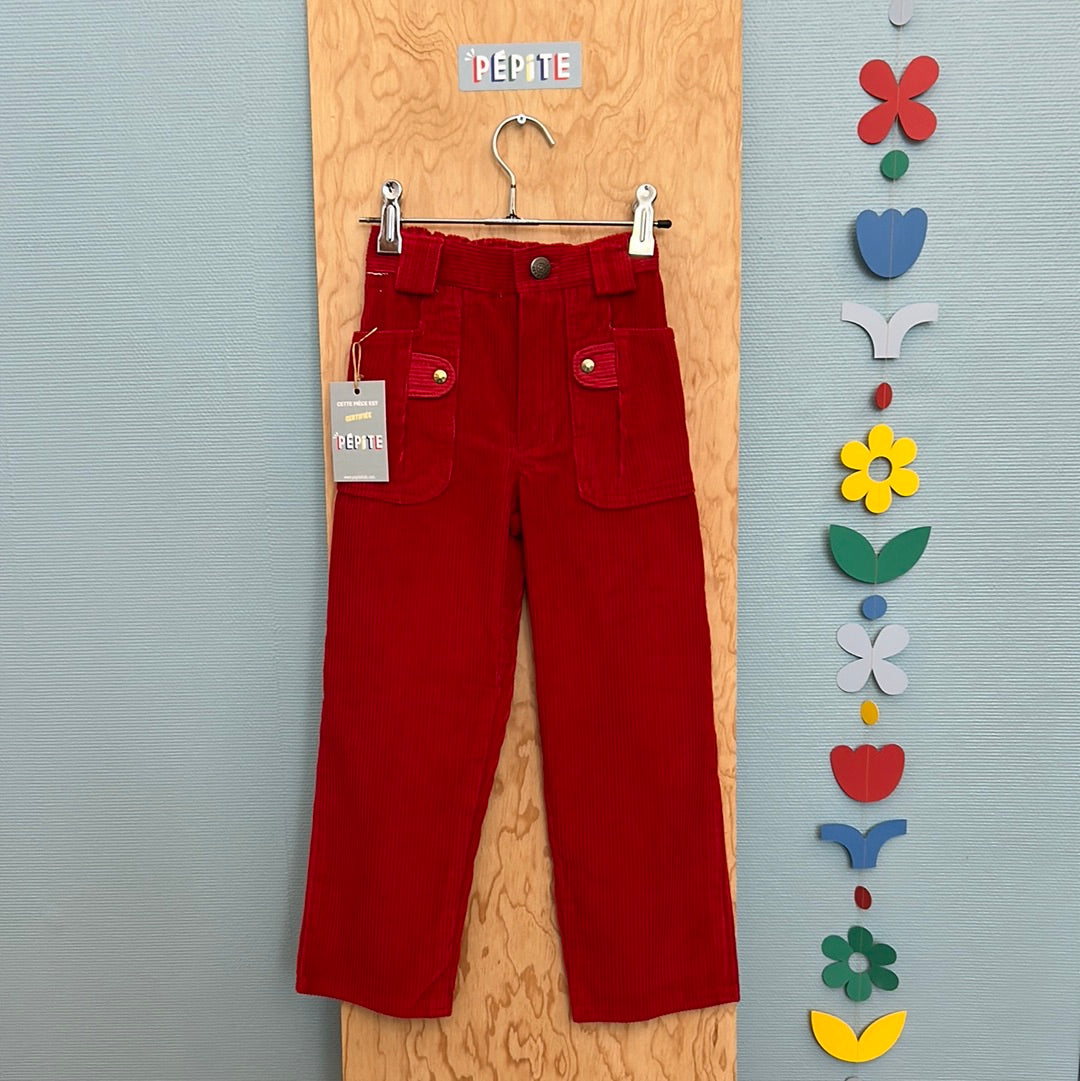 Pantalon velours côtelé rouge