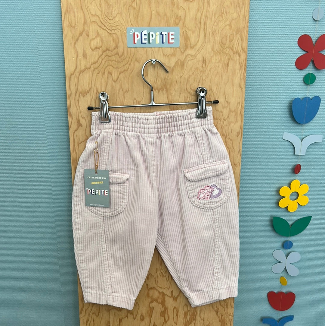 Pantalon velours côtelé rose