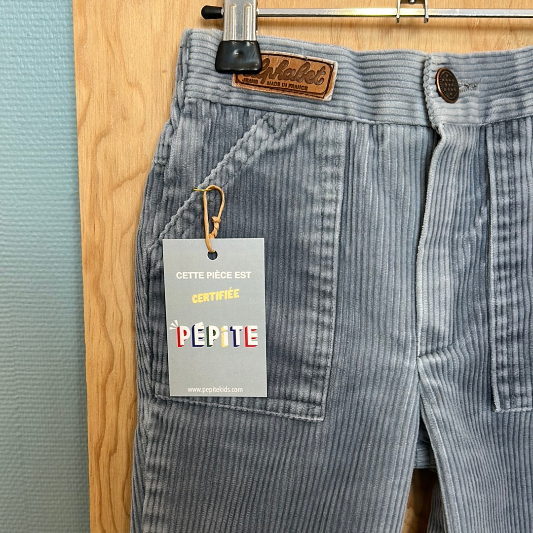 Pantalon gris bleu velours côtelé