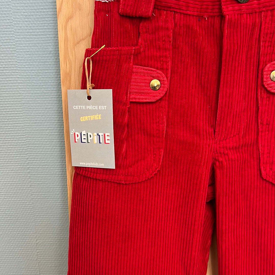 Pantalon velours côtelé rouge