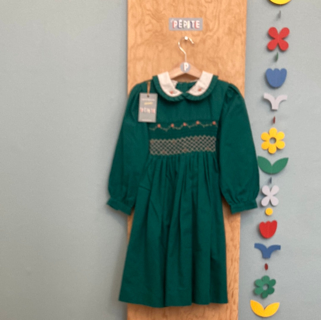 Robe smockée verte