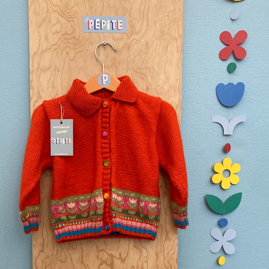 Gilet tricot vermillon