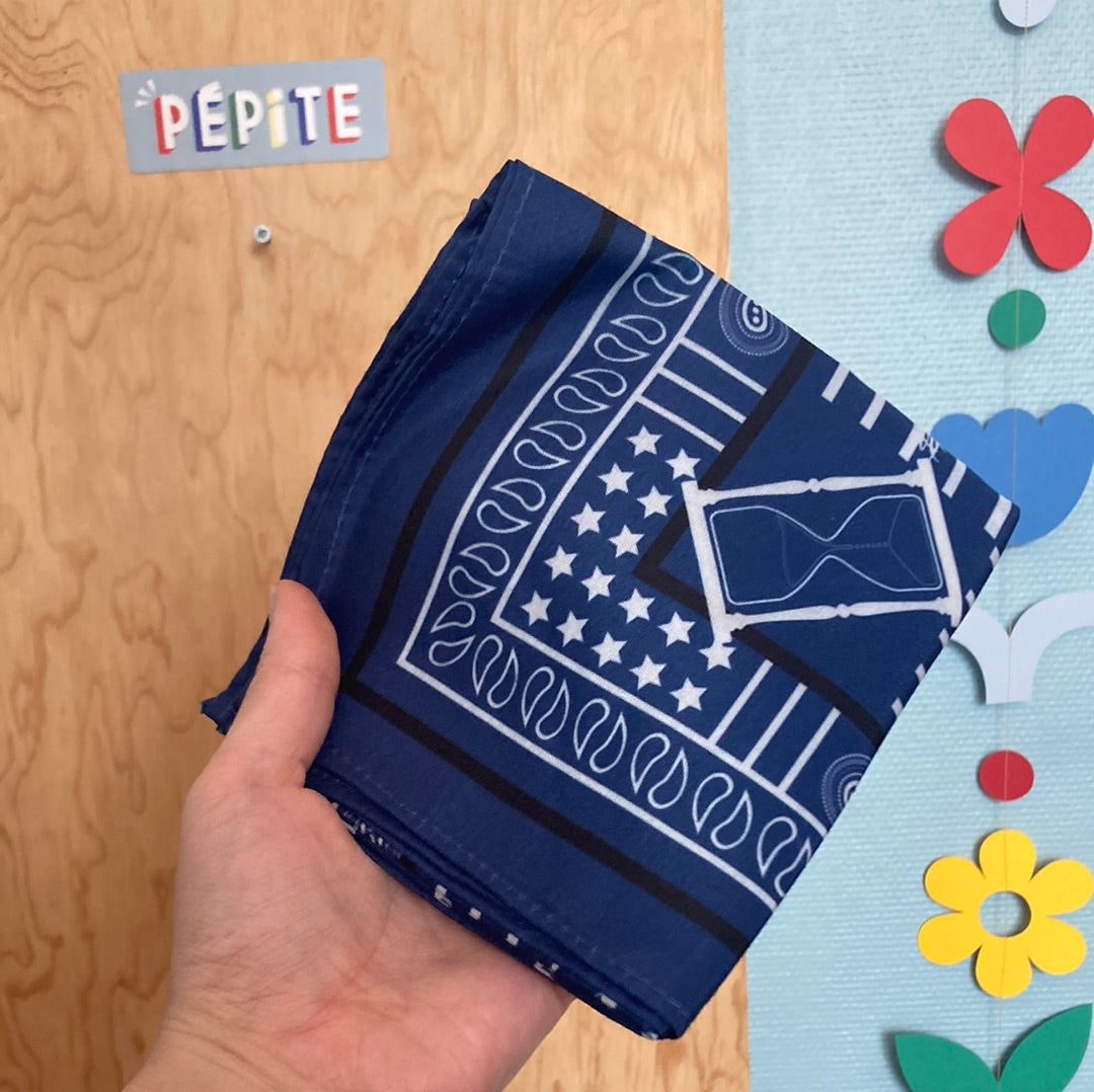 Bandana bleu motif cheval