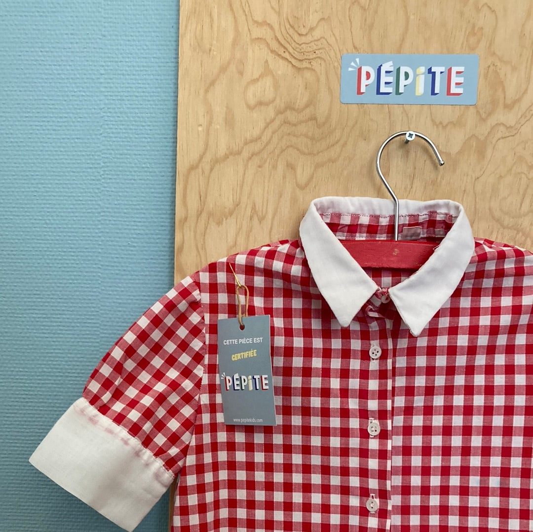Chemisette vichy rouge