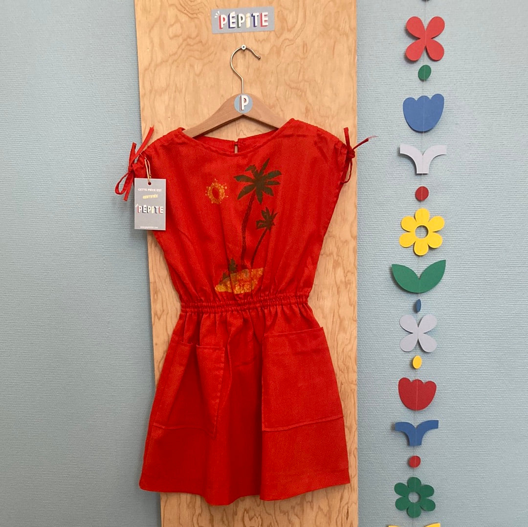 Robe rouge palmiers