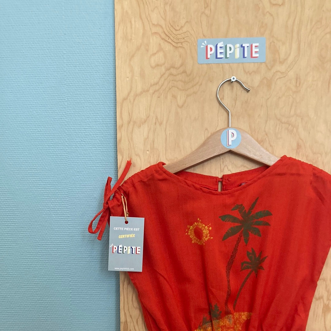 Robe rouge palmiers