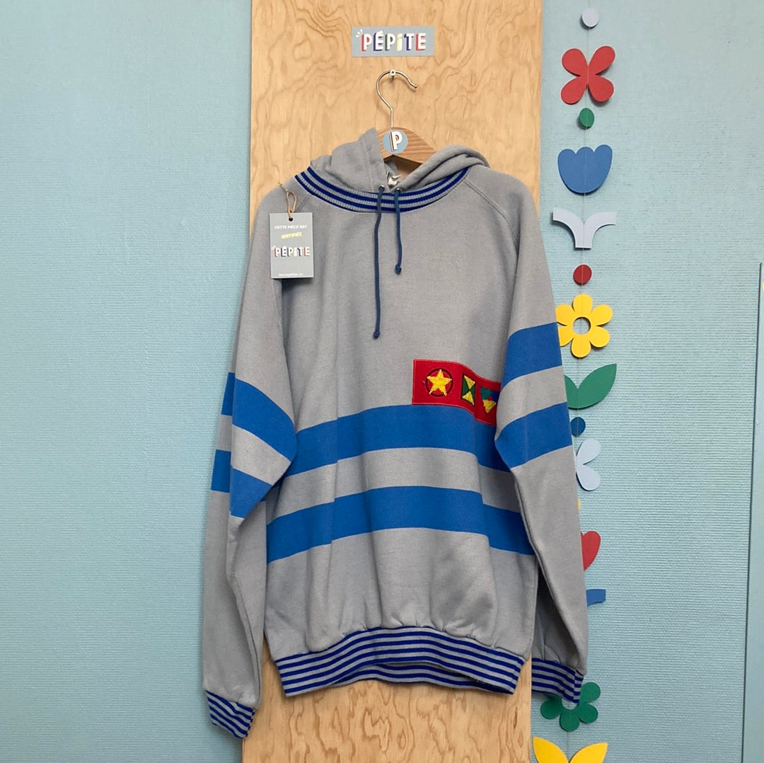 Sweat à rayures gris et bleu