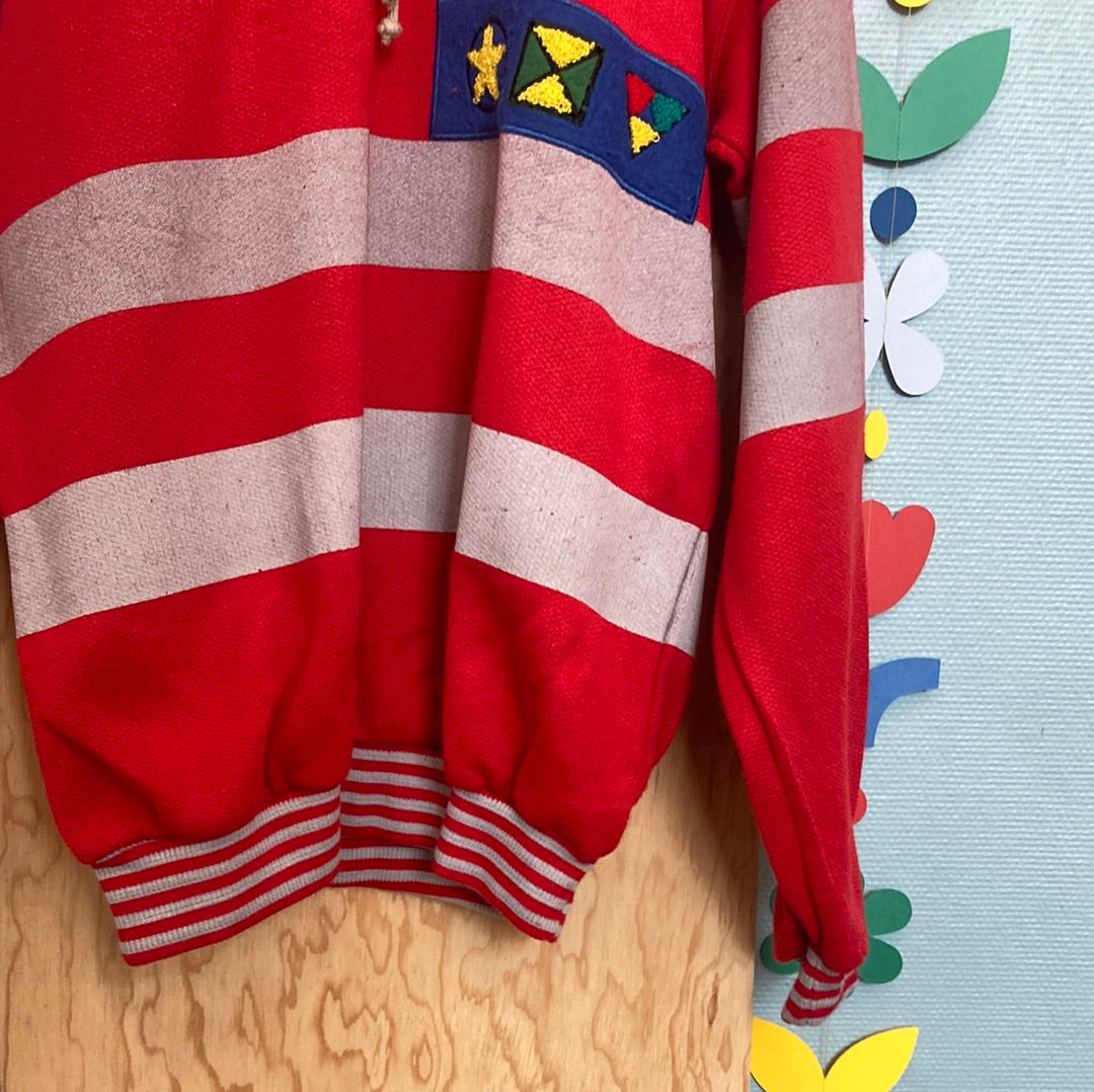 Sweat rayures rouge et gris