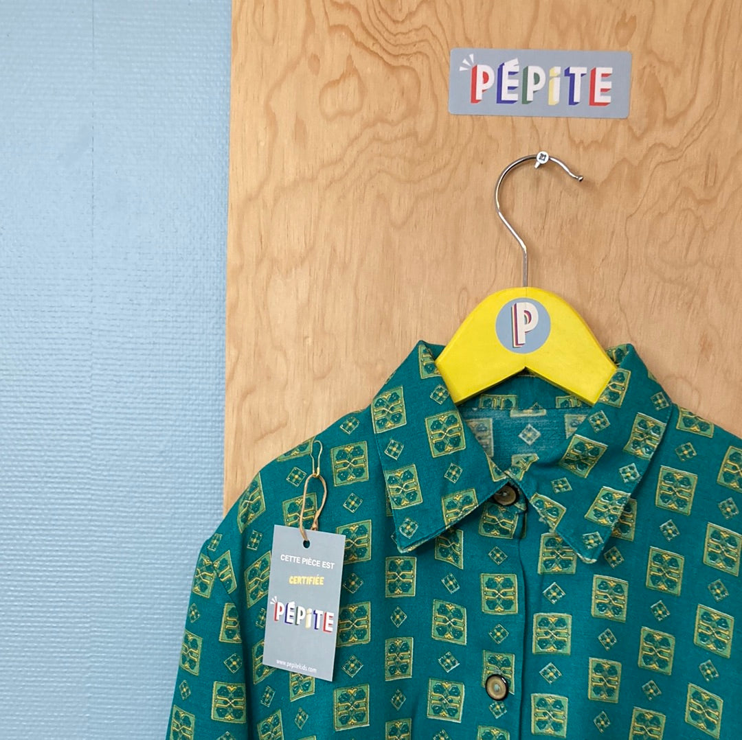 Chemise motif verte 70s