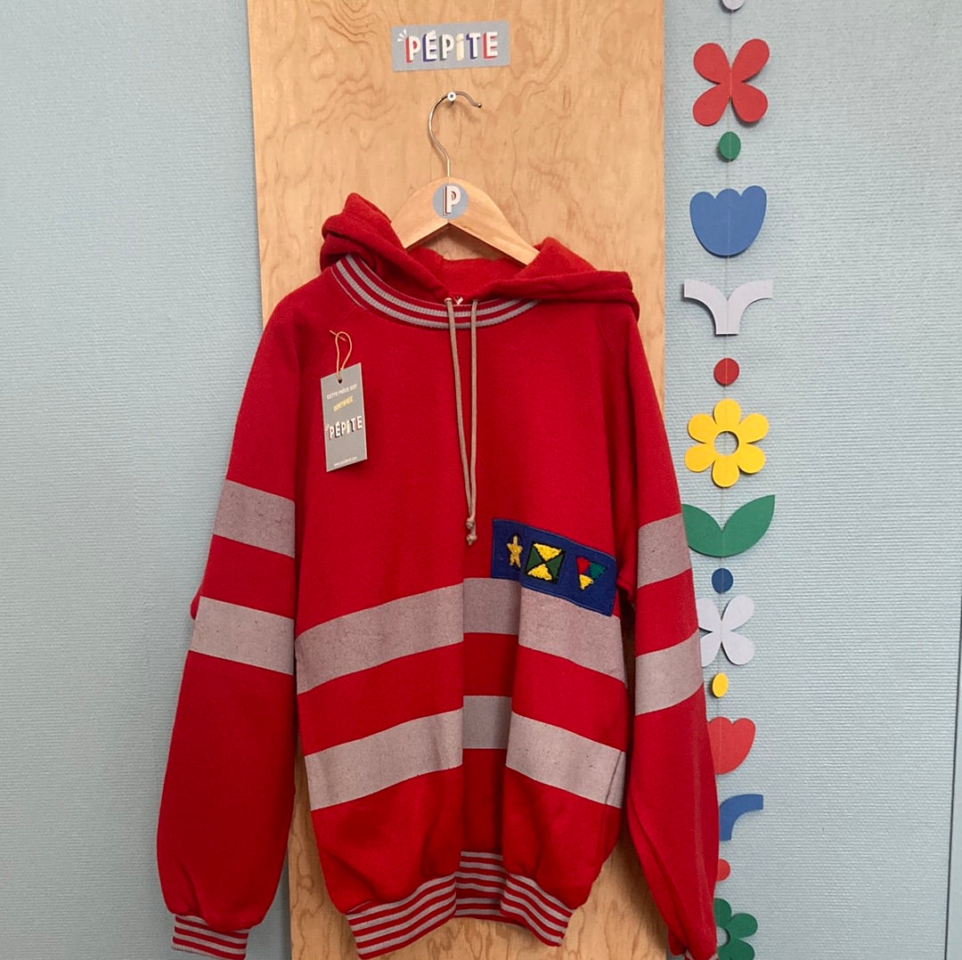 Sweat rayures rouge et gris