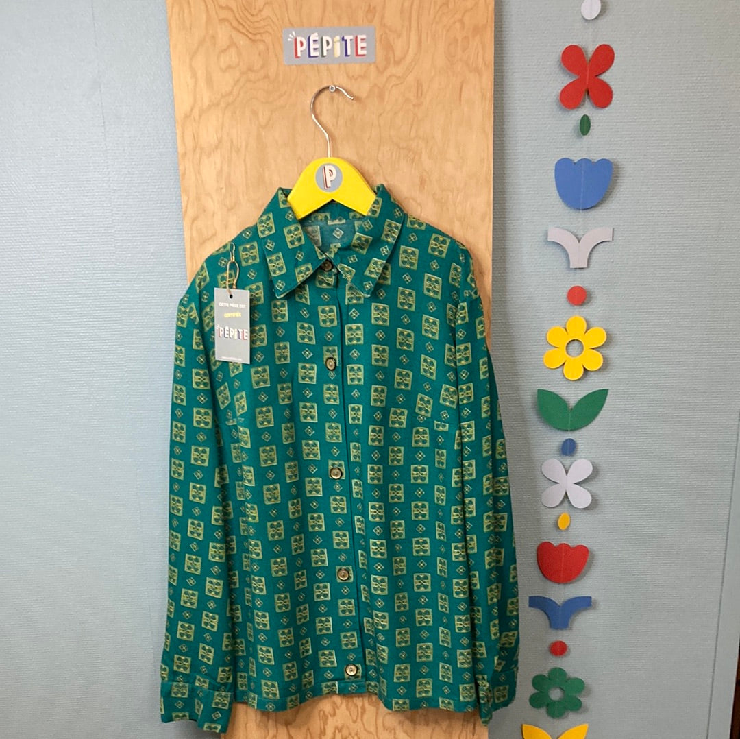 Chemise motif verte 70s