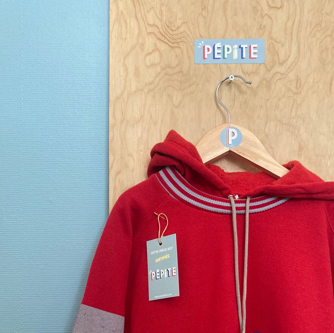 Sweat rayures rouge et gris