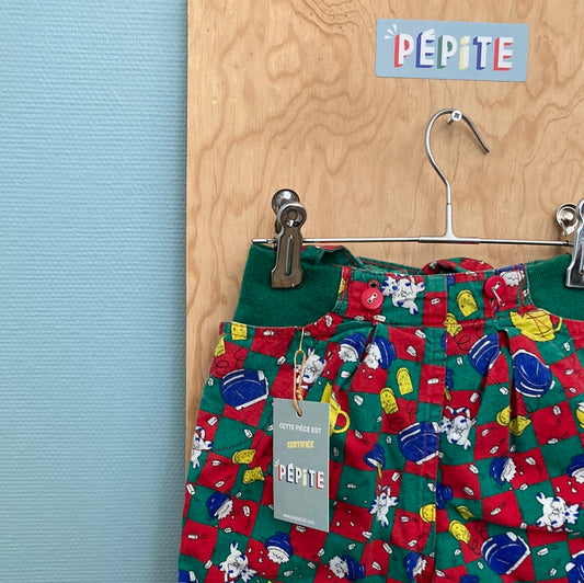 Pantalon à bretelles motif chat
